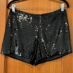 Alice + Olivia Black Sequin High Waist Shorts